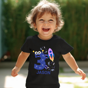 Personalisiere es! Adorable Monster #3 Geburtstag Kleinkind T-shirt