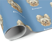 Personalisiere es! Foto und Name blau Geschenkpapier (Rolleneckpunkt)