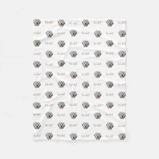 Personalisiere es! FOTO und Name des WHITE Pets Fleecedecke (Vorderseite)