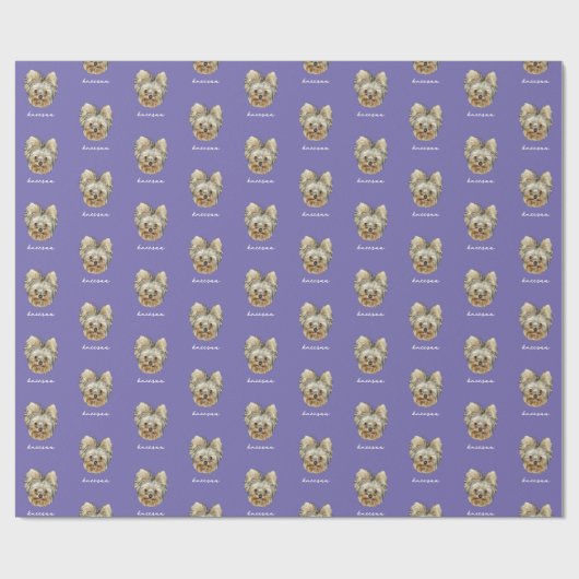 Personalisiere es! Foto und Name Lavendel Geschenkpapier (Flach)