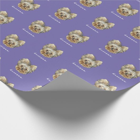 Personalisiere es! Foto und Name Lavendel Geschenkpapier (Ecke)