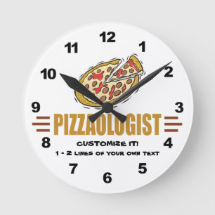Personalisiere es! Funny Pizza Liebe Pizzaologe Runde Wanduhr