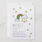 Personalisiere es! Happy Green Rainbow & Stars Einladung (Vorderseite)