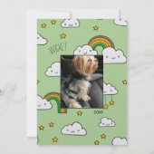 Personalisiere es! Happy Green Rainbow & Stars Einladung (Rückseite)