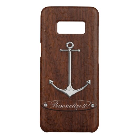 Personalisiere es! Nautical Mahogany Anchor Steel Case-Mate Samsung Galaxy Hülle (Rückseite)