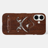 Personalisiere es! Nautical Mahogany Pirate Skull Case-Mate iPhone Hülle (Rückseite (Horizontal))