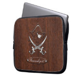 Personalisiere es! Nautical Mahogany Pirate Skull Laptopschutzhülle (Vorderseite Links)