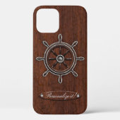 Personalisiere es! Nautical Mahogany Wheel Case-Mate iPhone Hülle (Rückseite)