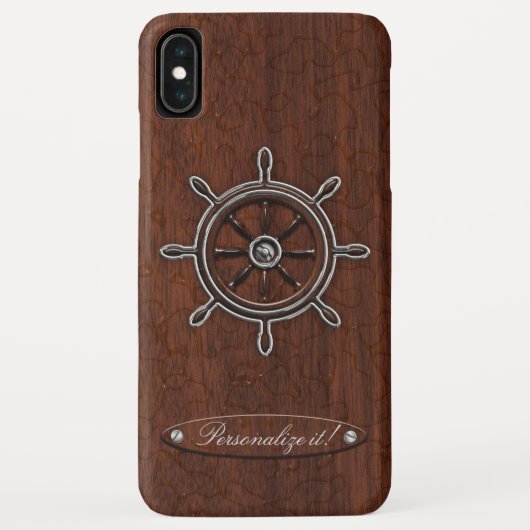 Personalisiere es! Nautical Mahogany Wheel Case-Mate iPhone Hülle (Rückseite)