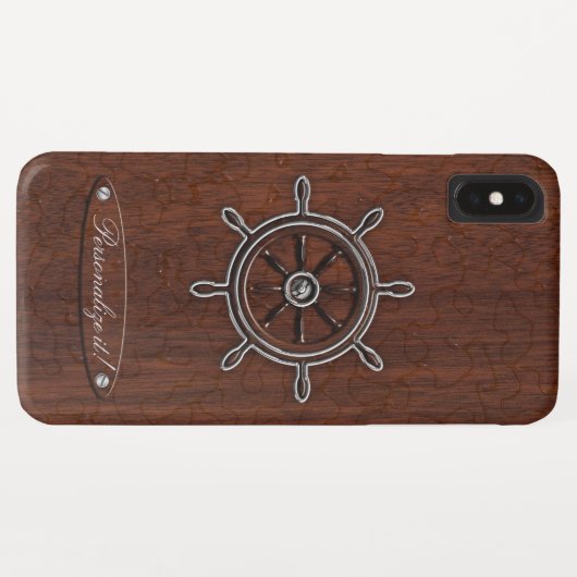 Personalisiere es! Nautical Mahogany Wheel Case-Mate iPhone Hülle (Rückseite (Horizontal))