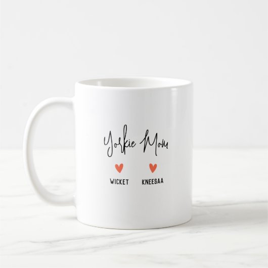 Personalisiere es! Yorkie Mama 2 Herzname Kaffeetasse (Links)
