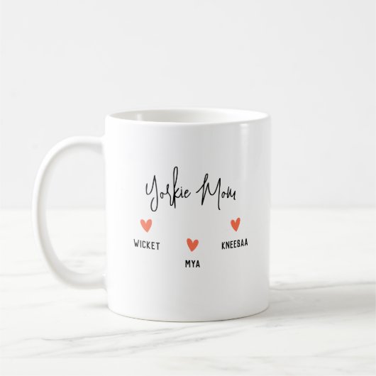 Personalisiere es! Yorkie Mama 3 Herzname Kaffeetasse (Links)