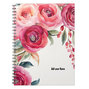 PERSONALISIERE Gemalte Rosen Notizbuch Notizblock