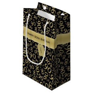 Personalisiere: Happy 90. Geburtstag Black/Gold ( Kleine Geschenktüte