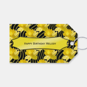 Personalisiere:  "Happy Birthday" Daffodils Gesche Geschenkanhänger