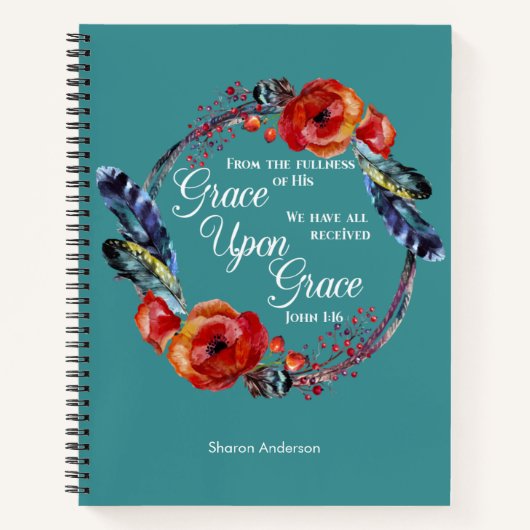 Personalisiere John 1:16 Grace upon Grace Scriptur Notizblock (Vorderseite)