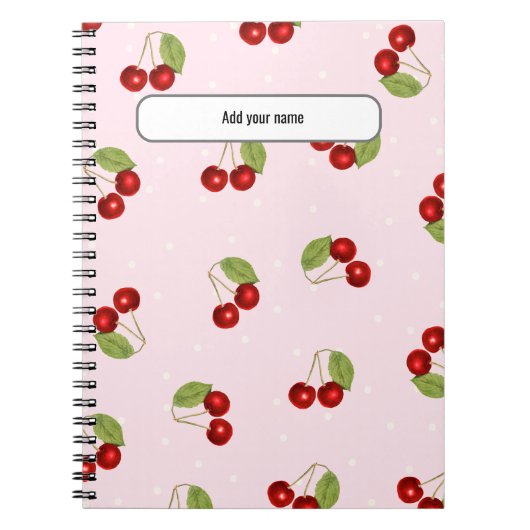PERSONALISIERE Kirsch Frucht Muster Notizbuch Notizblock (Vorderseite)