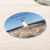 Personalisiere! Leuchtturm-Untersetzer Runder Pappuntersetzer (Angewinkelt)