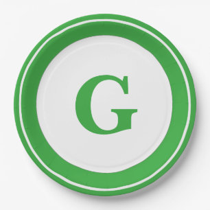 Personalisiere: Minimalistisch Circle Bold Green I Pappteller