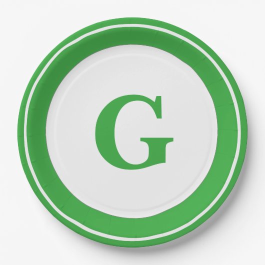 Personalisiere: Minimalistisch Circle Bold Green I Pappteller (Vorderseite)
