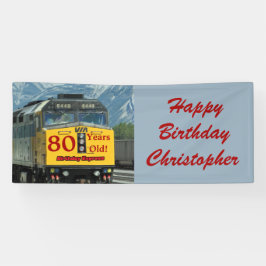 Personalisiere Name 80. Geburtstag Gelber Motor Banner