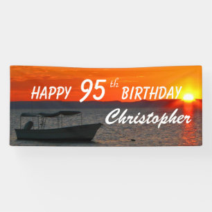 Personalisiere Name 95. Geburtstag Fischerboot Sun Banner