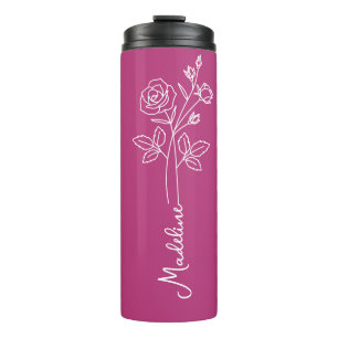 Personalisiere Name June Birth Blume Sehr Berry Thermosbecher