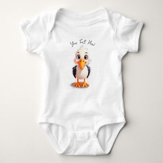 Personalisiere Name Niedlich Baby Storch Baby Strampler (Vorderseite)