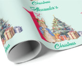 Personalisiere Name Peter der Kaninchen Erstes Wei Geschenkpapier (Rolleneckpunkt)