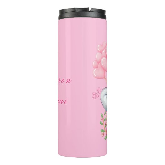 Personalisiere | Niedlicher rosa Elefant Thermosbecher (Rückseite)