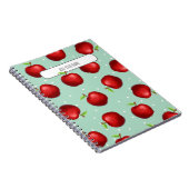 PERSONALISIERE Roter Apfel Muster Notizbuch Notizblock (Rechte Seite)