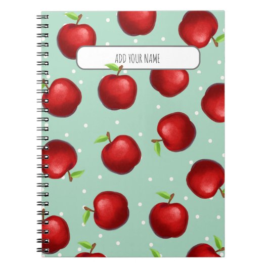 PERSONALISIERE Roter Apfel Muster Notizbuch Notizblock (Vorderseite)