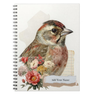 PERSONALISIERE Vintage-Stil-Fink-Vogel-Collage Notizblock