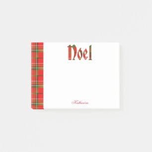 Personalisiere: "Weihnachten" - Weihnachts-Tartan- Post-it Klebezettel