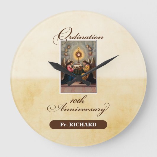 Personalisieren, 10. Ordination Anniversary Angels Große Wanduhr (Vorderseite)