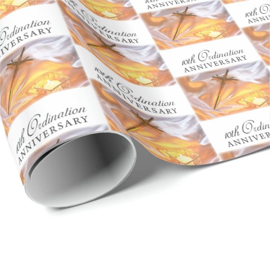 Personalisieren, 10. Ordination Jubiläum, Kreuz Geschenkpapier (Rolleneckpunkt)