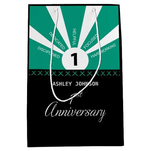 Personalisieren, 1. Jahr Mitarbeiter Jahr Mittlere Geschenktüte (Vorderseite)