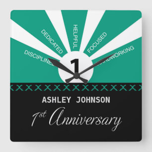 Personalisieren, 1. Jahr Mitarbeiter Jahr Quadratische Wanduhr