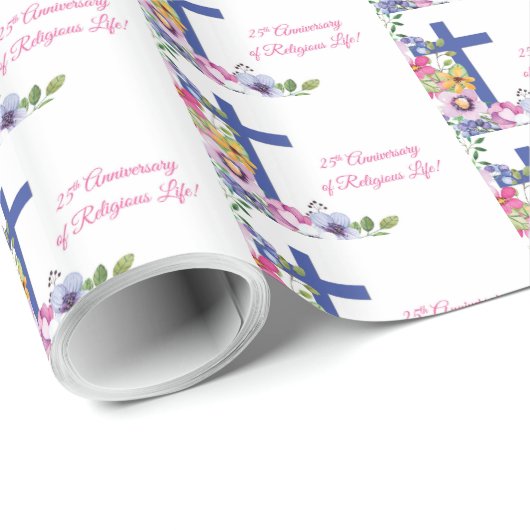 Personalisieren, 25-jähriges religiöses Leben Geschenkpapier (Rolleneckpunkt)