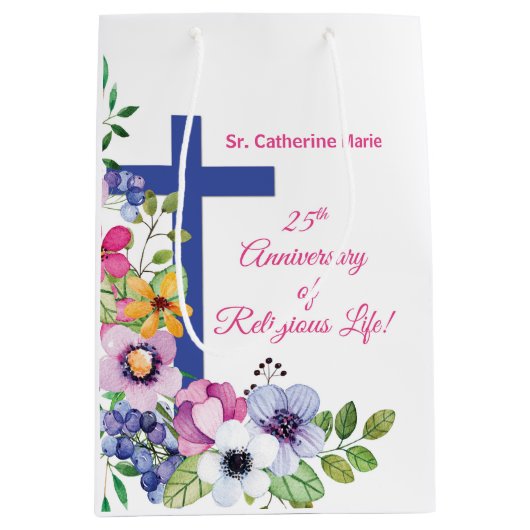 Personalisieren, 25-jähriges religiöses Leben Mittlere Geschenktüte (Vorderseite)