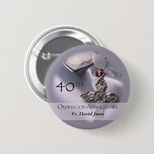 Personalisieren, 40. Ordination Jubiläum Glückwuns Button