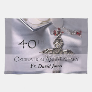 Personalisieren, 40. Ordination Jubiläum Glückwuns Geschirrtuch