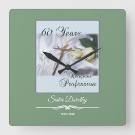 Personalisieren, 60 Jahre religiöser Berufe Quadratische Wanduhr