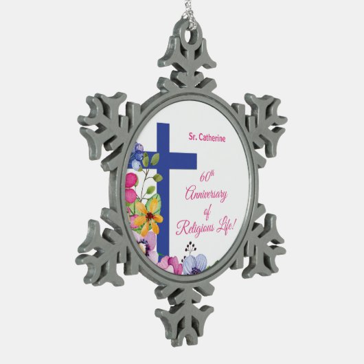 Personalisieren, 60. Jubiläum Nun religiöses Leben Schneeflocken Zinn-Ornament (Links)