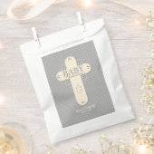 Personalisieren, Baby Dedication Cream & Gray Cros Geschenktütchen (Ausgeschnitten)