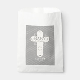 Personalisieren, Baby Dedication Cream & Gray Cros Geschenktütchen