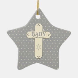 Personalisieren, Baby Dedication Cream & Gray Cros Keramik Ornament