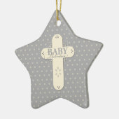 Personalisieren, Baby Dedication Cream & Gray Cros Keramik Ornament (Links)