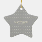 Personalisieren, Baby Dedication Cream & Gray Cros Keramik Ornament (Hinten)