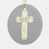 Personalisieren, Baby Dedication Cream & Gray Cros Keramik Ornament (Links)